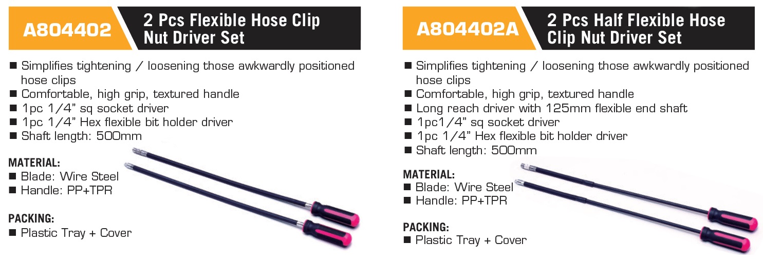 A804402 /A804402A 2 Pcs Flexible Hose Clip  Nut Driver Set